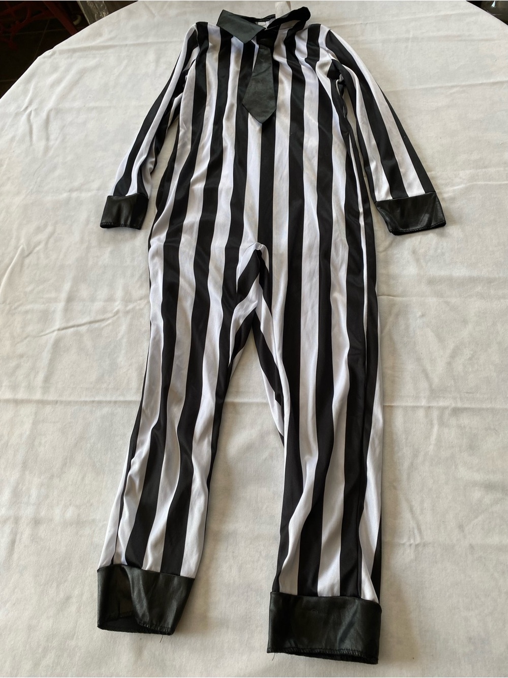 NWOT Halloween Beetlejuice Type Black & White Striped Jumpsuit Size Kids Small